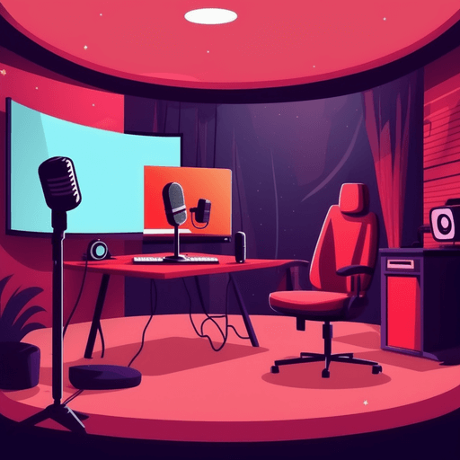 podcast studio d flat illistration cartoon style